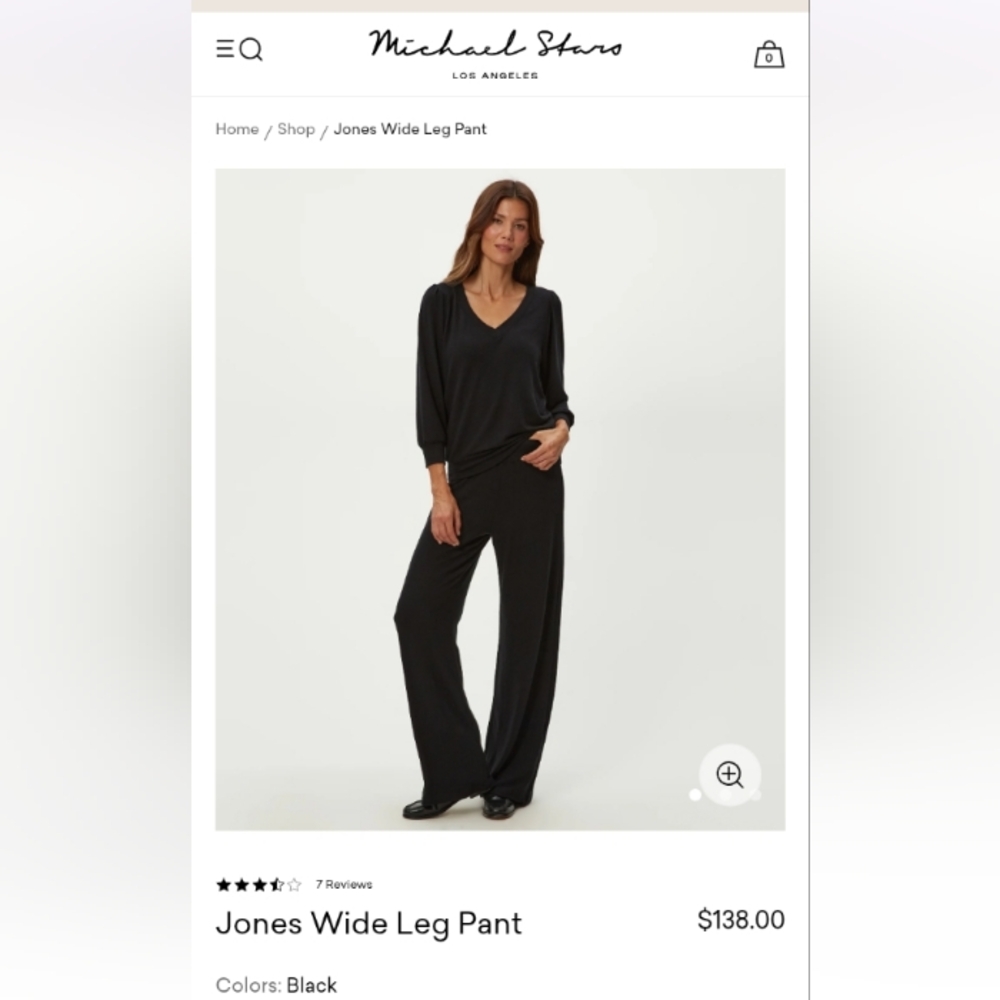 Michael Stars Jones Wide Leg Black Knit Pants size Medium